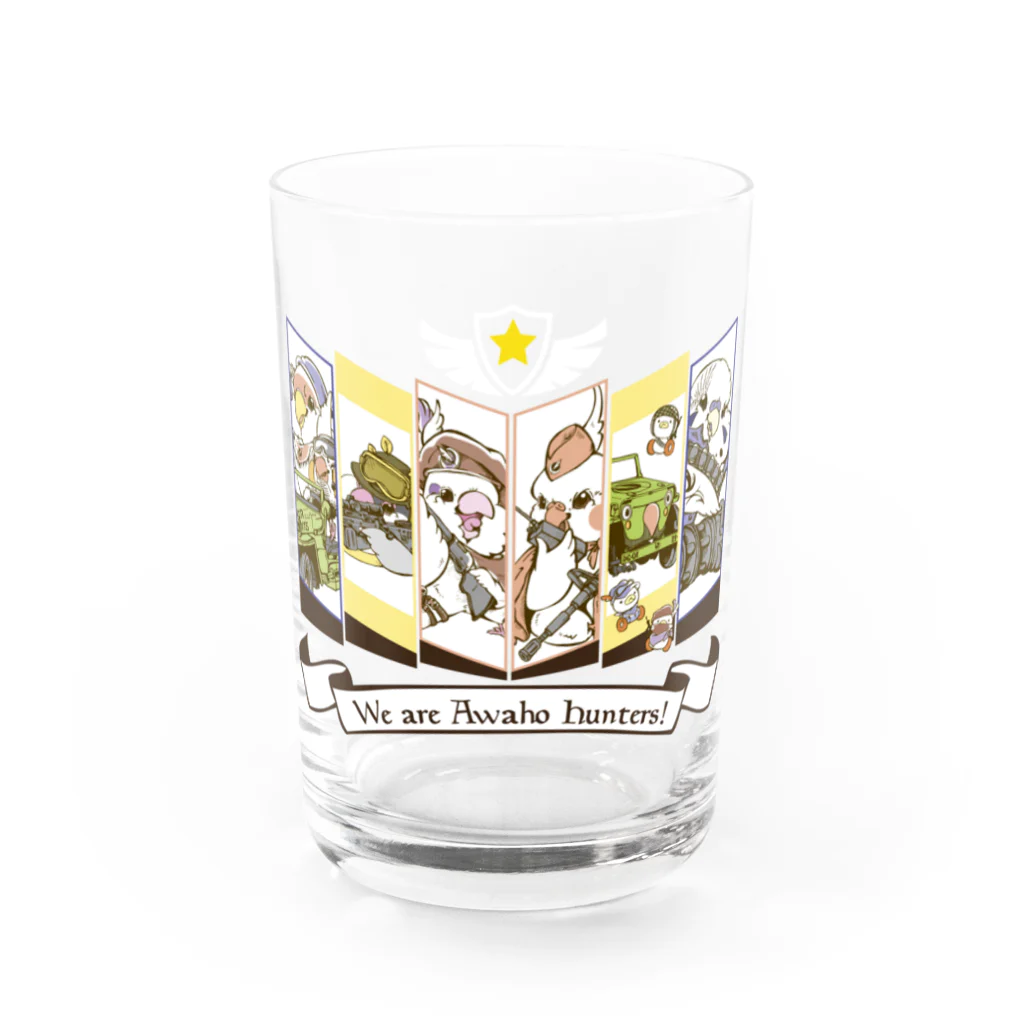 似顔絵工房きすけンちのWe are Awaho Hunters!  Water Glass :front