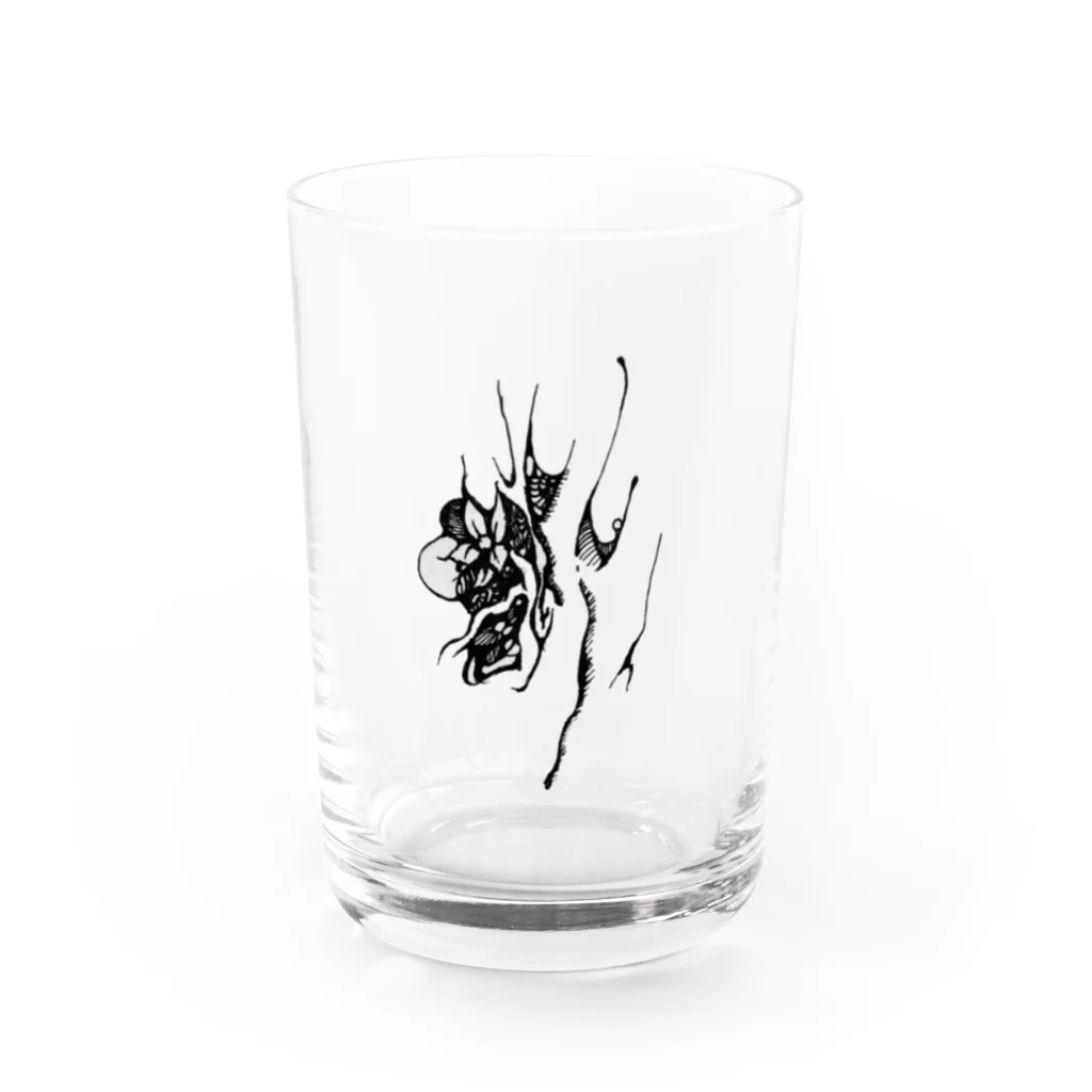 肉汁サイドストーリーの『さる沢』ロゴ Water Glass :front