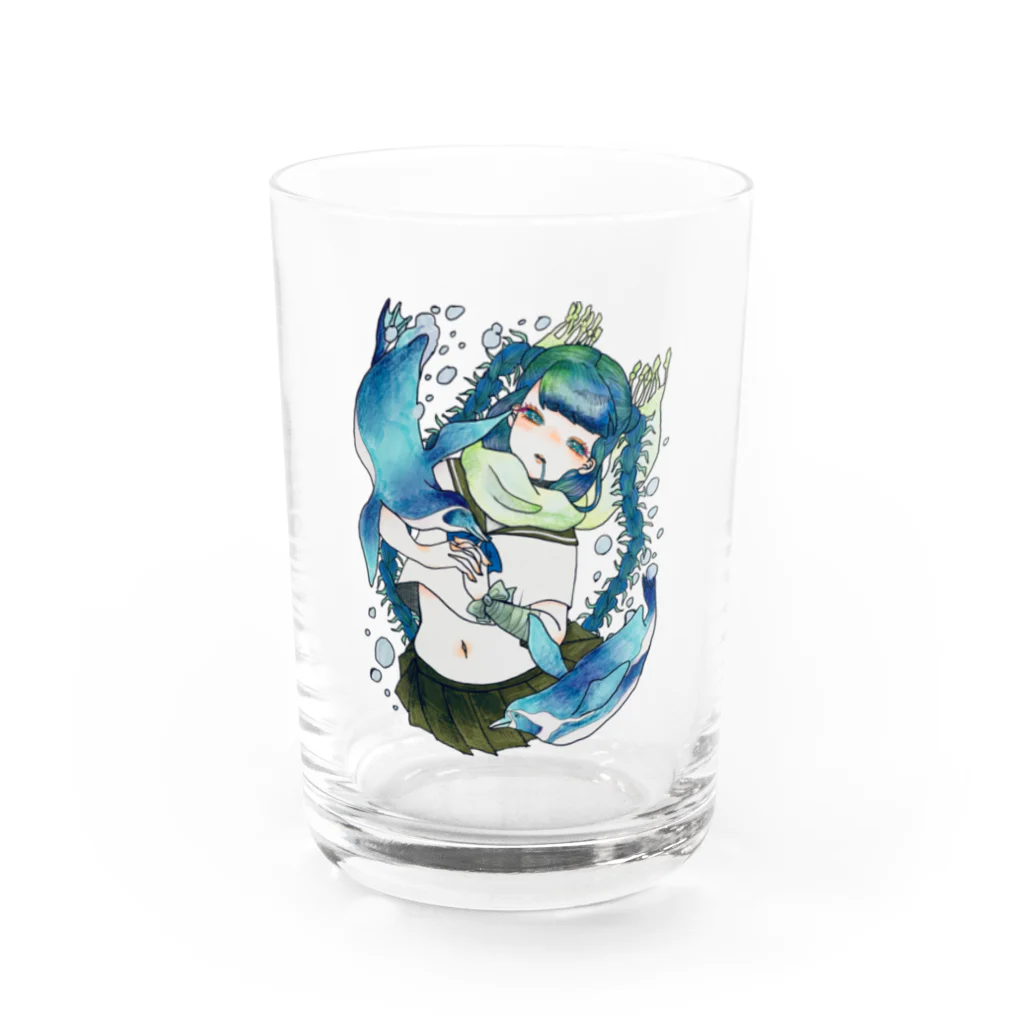 みみずの青に沈む Water Glass :front