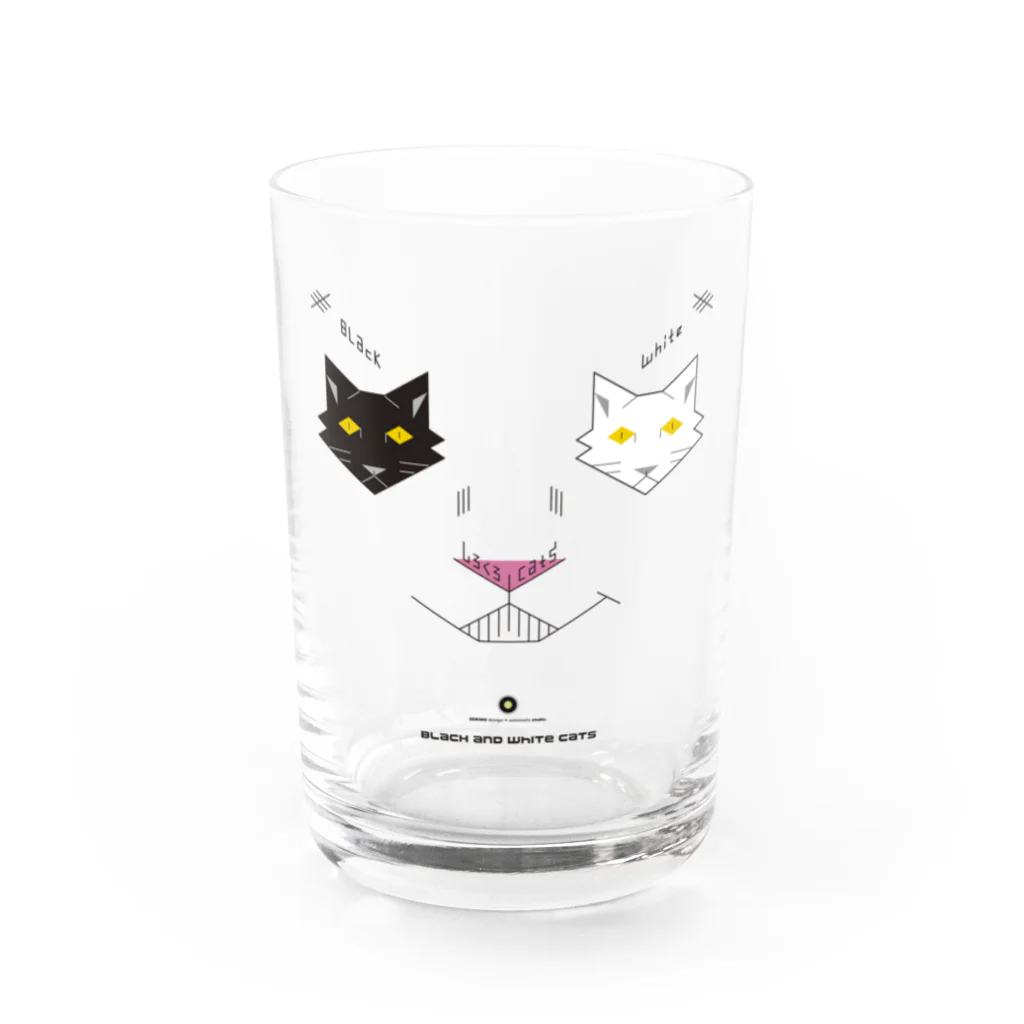 関野絡繰堂の白黒猫ニヤリ2015 Water Glass :front