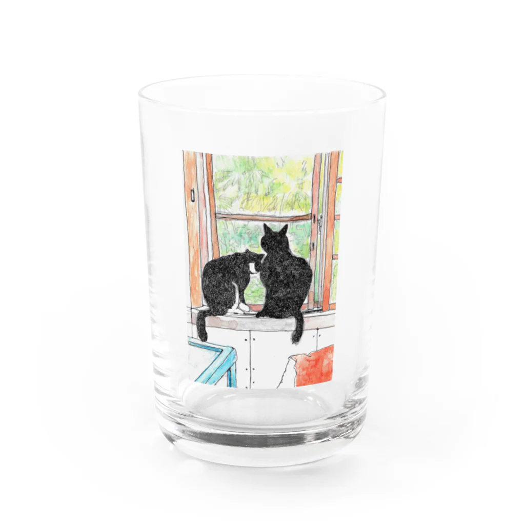 樽猫堂  安部円子の小樽の猫２ひき Water Glass :front