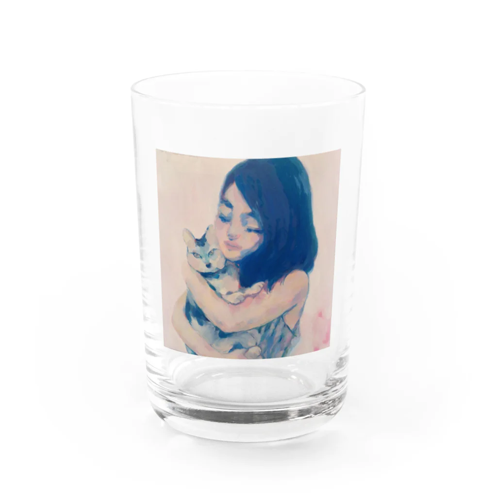 Miu Shinodaの女と愛猫 / une femme et son bon chat Water Glass :front