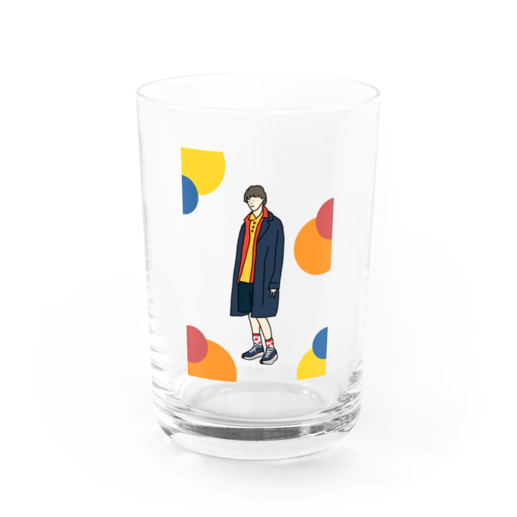 aiko SUZURI SHOP   のCoat boy (colorful dots) Water Glass :front