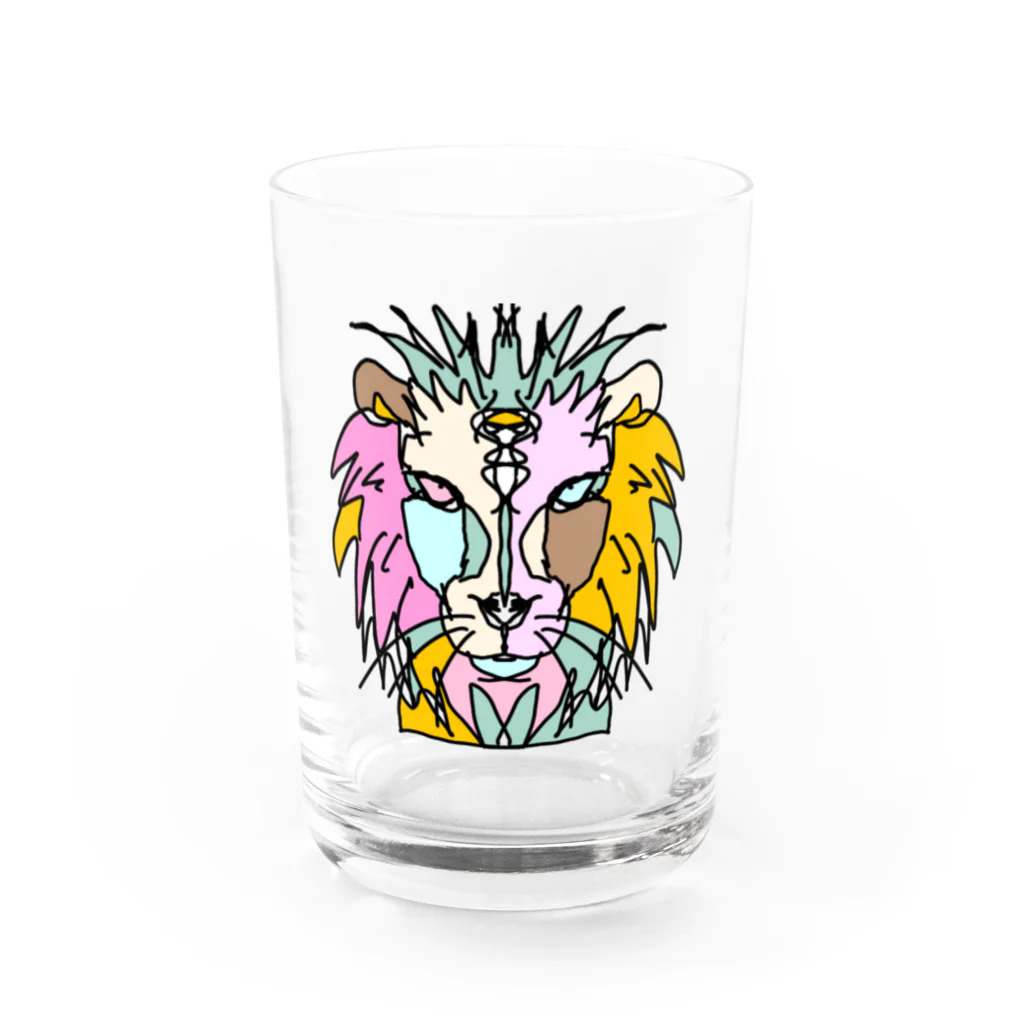 Full of vitality　(フル　オブ　バイタリティ)のPink☆lion　(ピンクのライオン)　ピンクバージョン　Full of vitality　(フル　オブ　バイタリティ) Water Glass :front