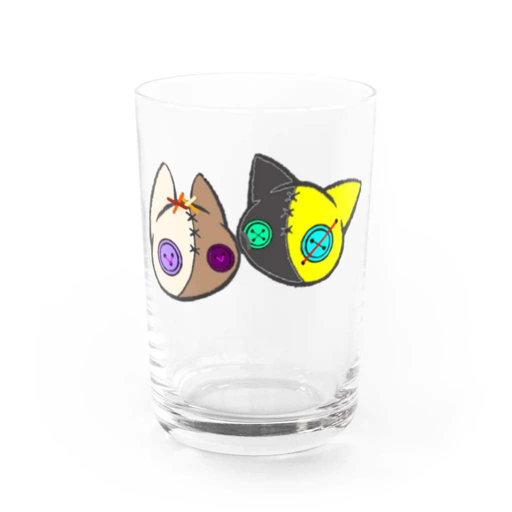 かがり思考作成場の【つむぎはぎシリーズ】トラとウマ Water Glass :front