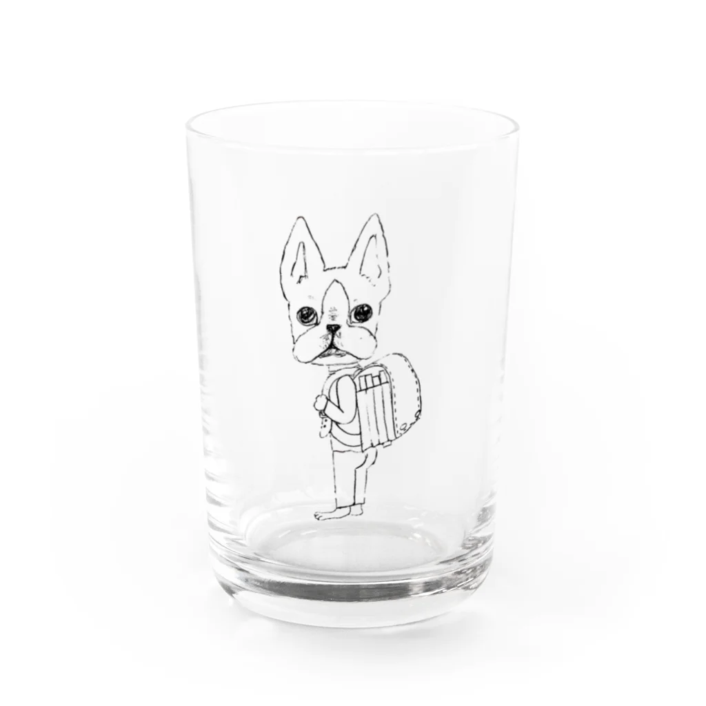 たえこの生真面目ボストンテリアくん登校中 Water Glass :front