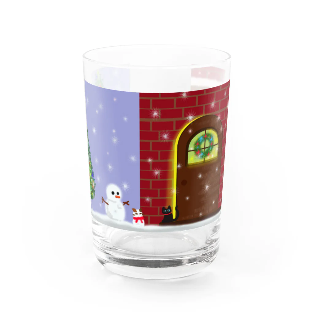 Yokokkoの店のSnow cat ＆黒猫むーちゃん♪ Water Glass :front