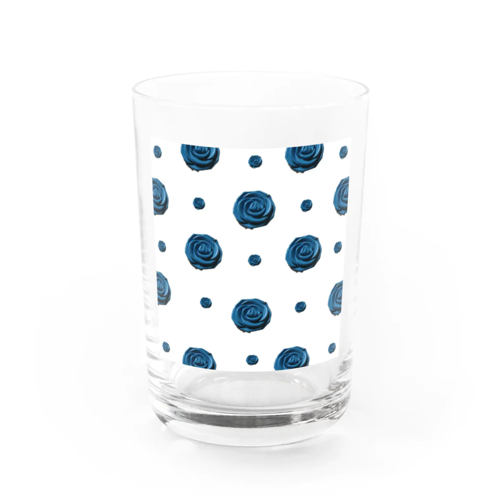 カラフルマルシェのブルーローズドット　白地 Water Glass :front