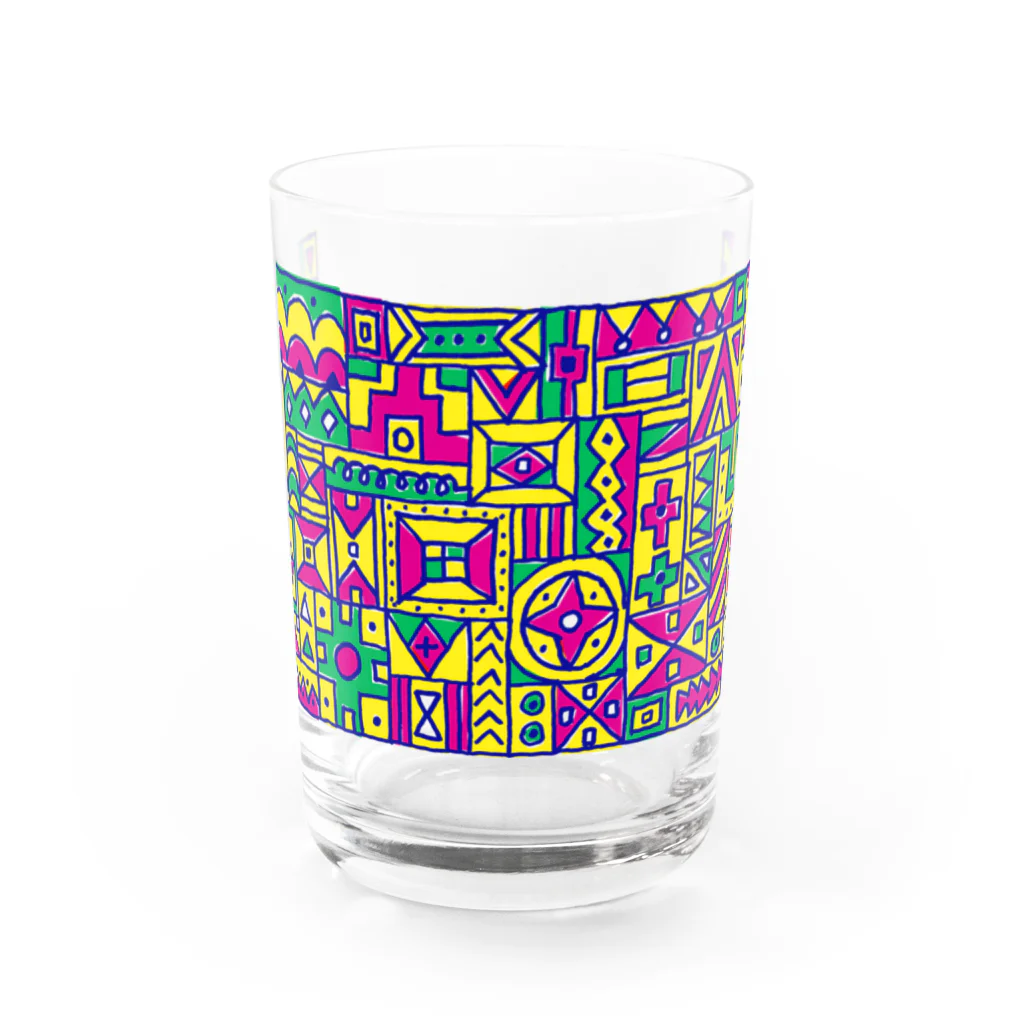 〈ヤマサキサチコ〉ショップのマルサンカクシカク_ポップ Water Glass :front