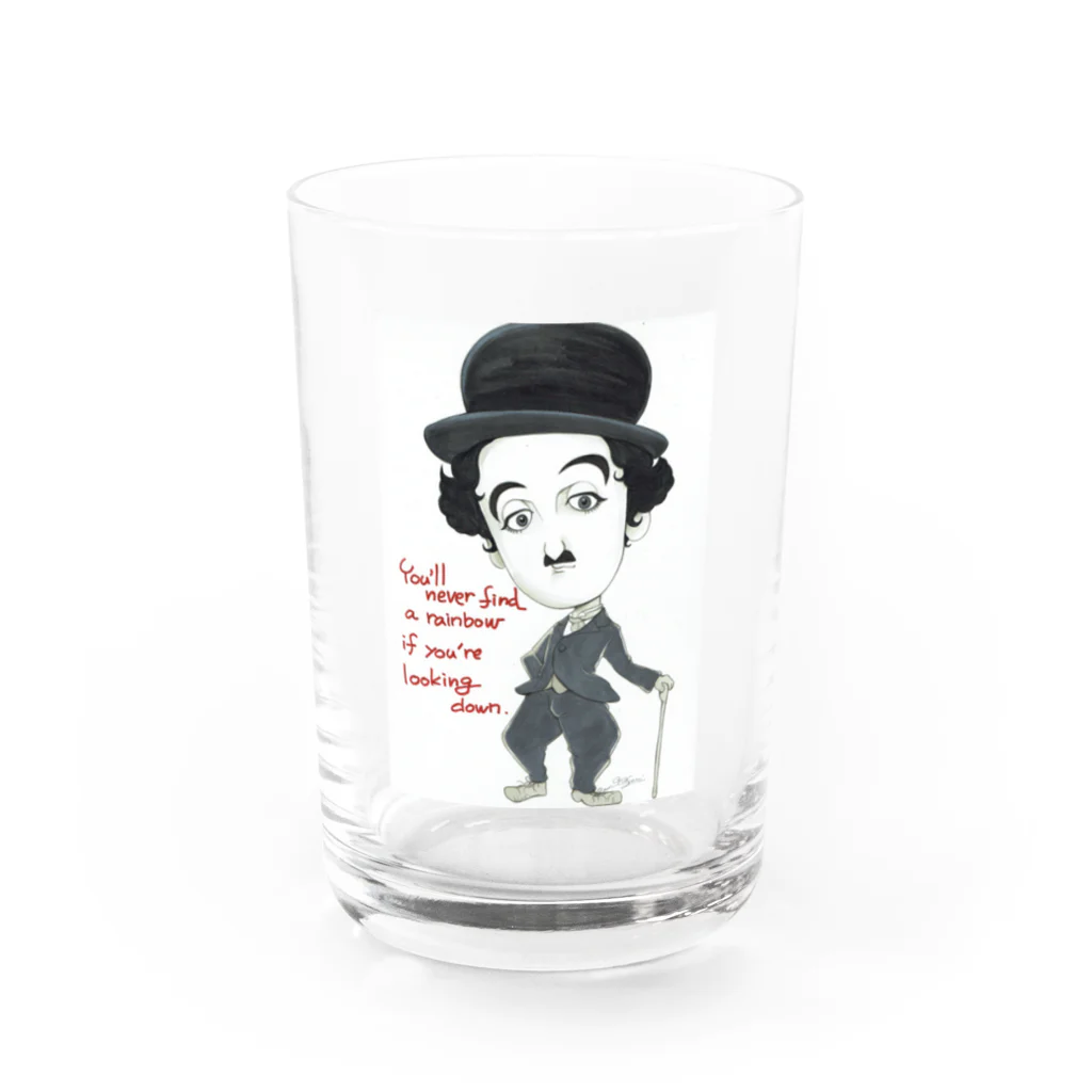 Sunny day blueのcharlie_chaplin_message Water Glass :front