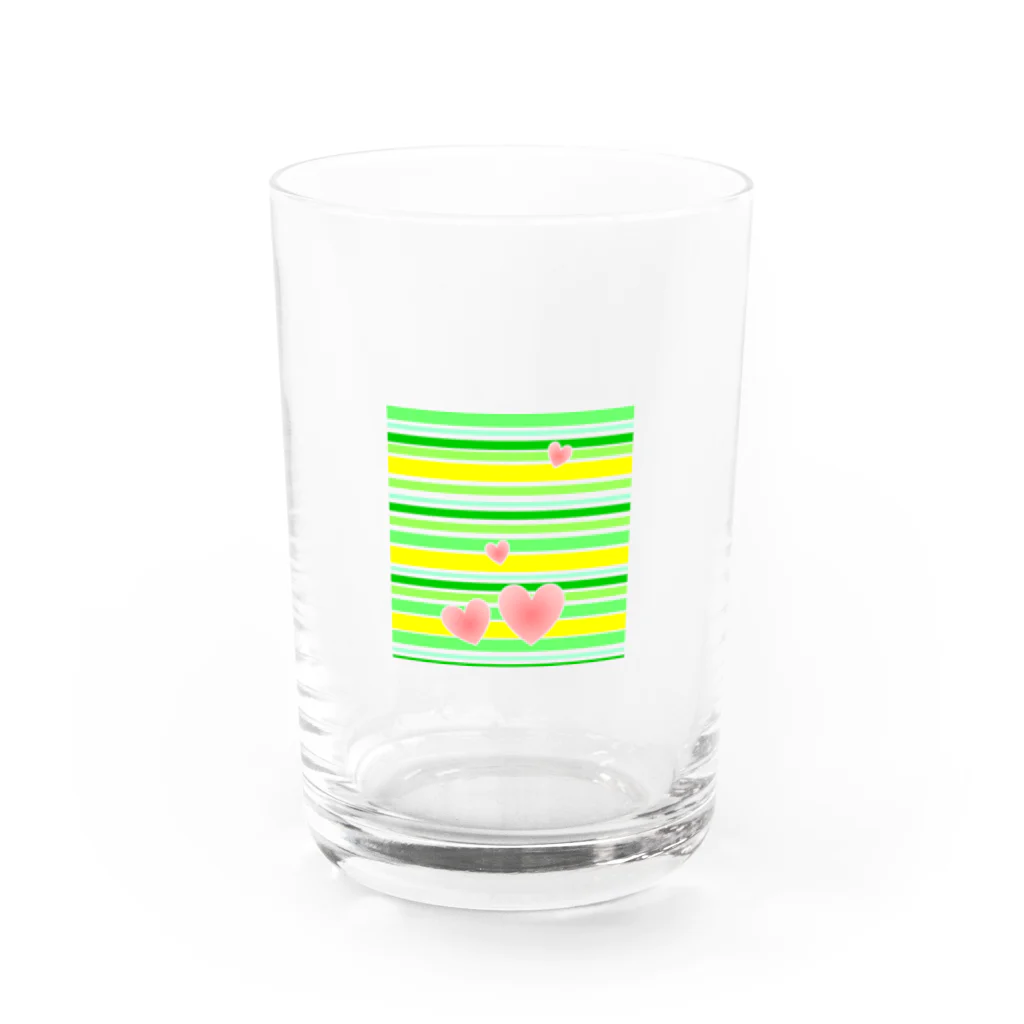 sanasanaのボーダー＋♡黄色＆緑 Water Glass :front