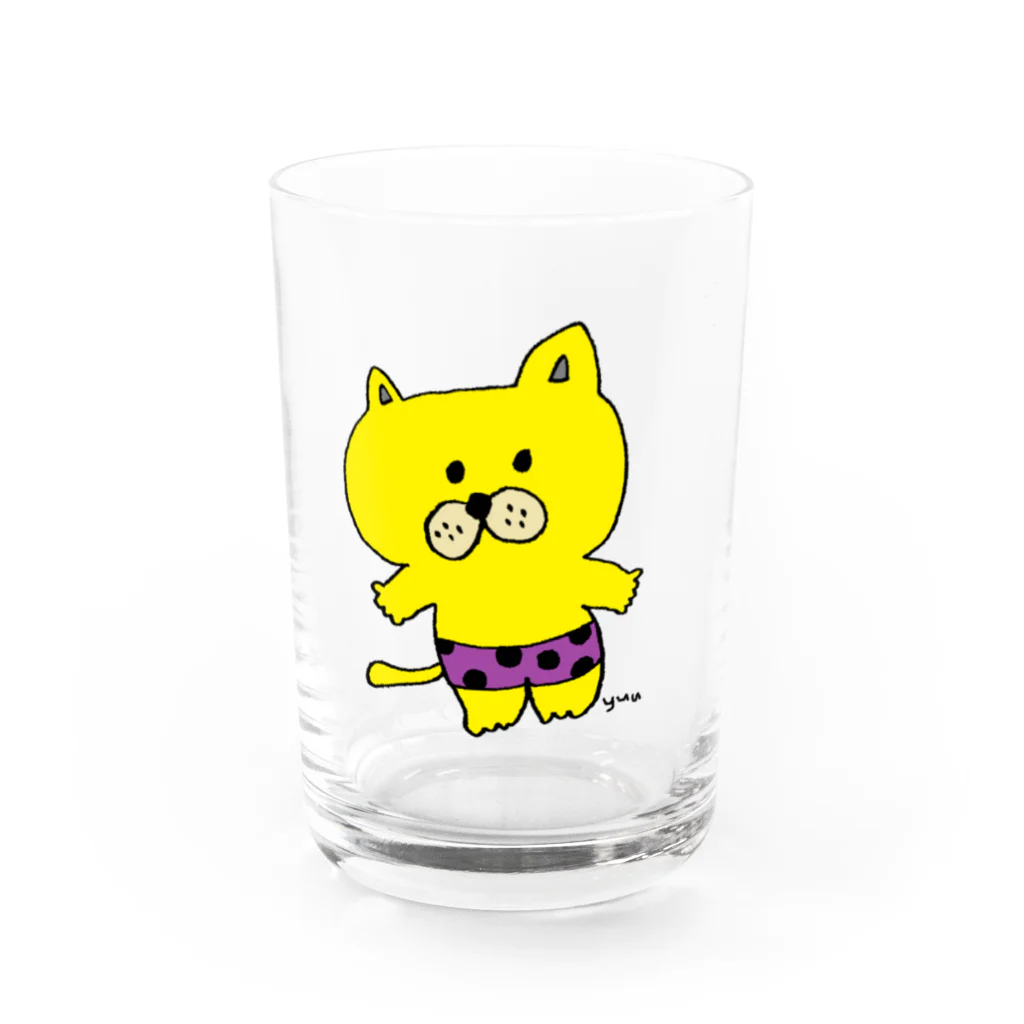 yuuの水玉パンツねこ Water Glass :front