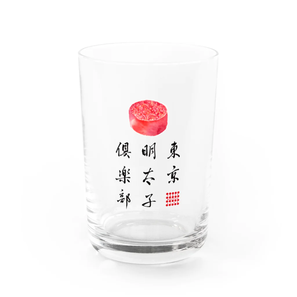 晶子の東京明太子倶楽部ロゴ Water Glass :front