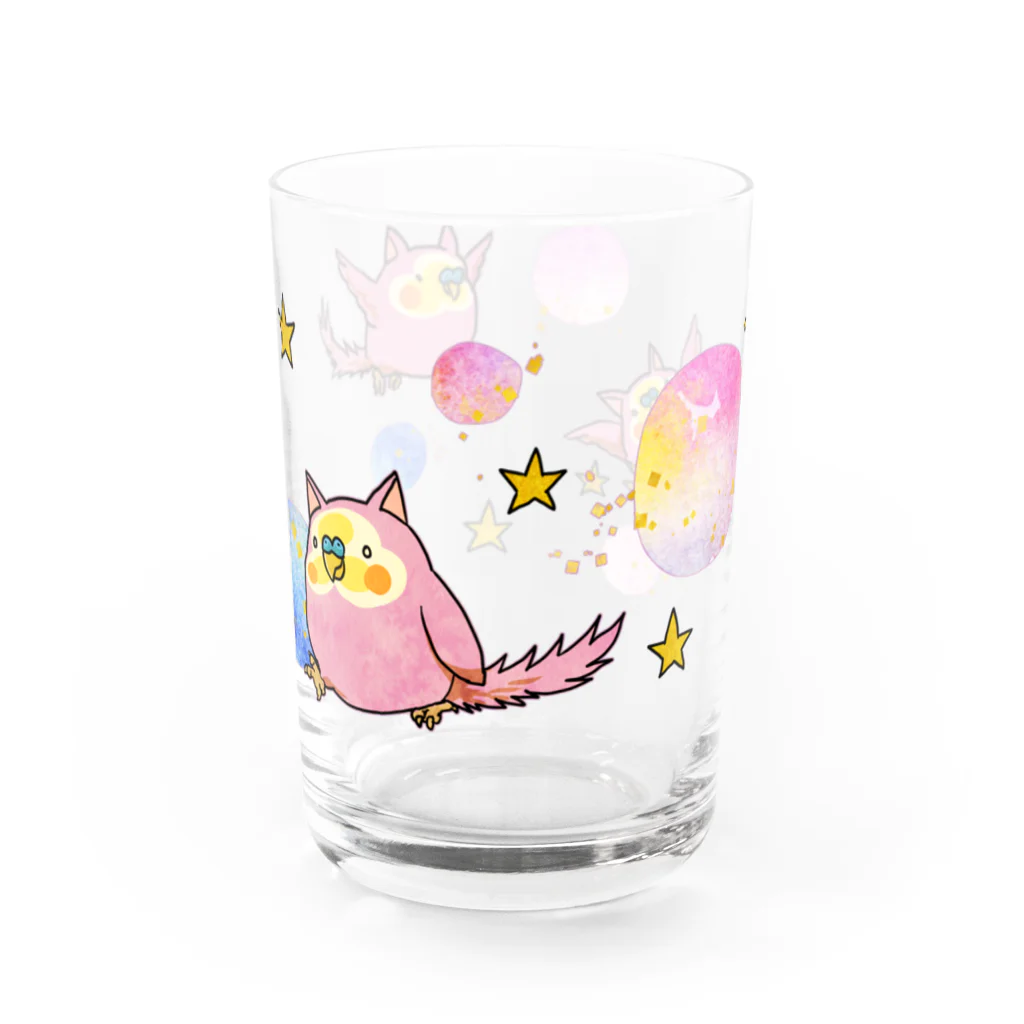 めめんと桃鶏のインコタンぐらす Water Glass :front