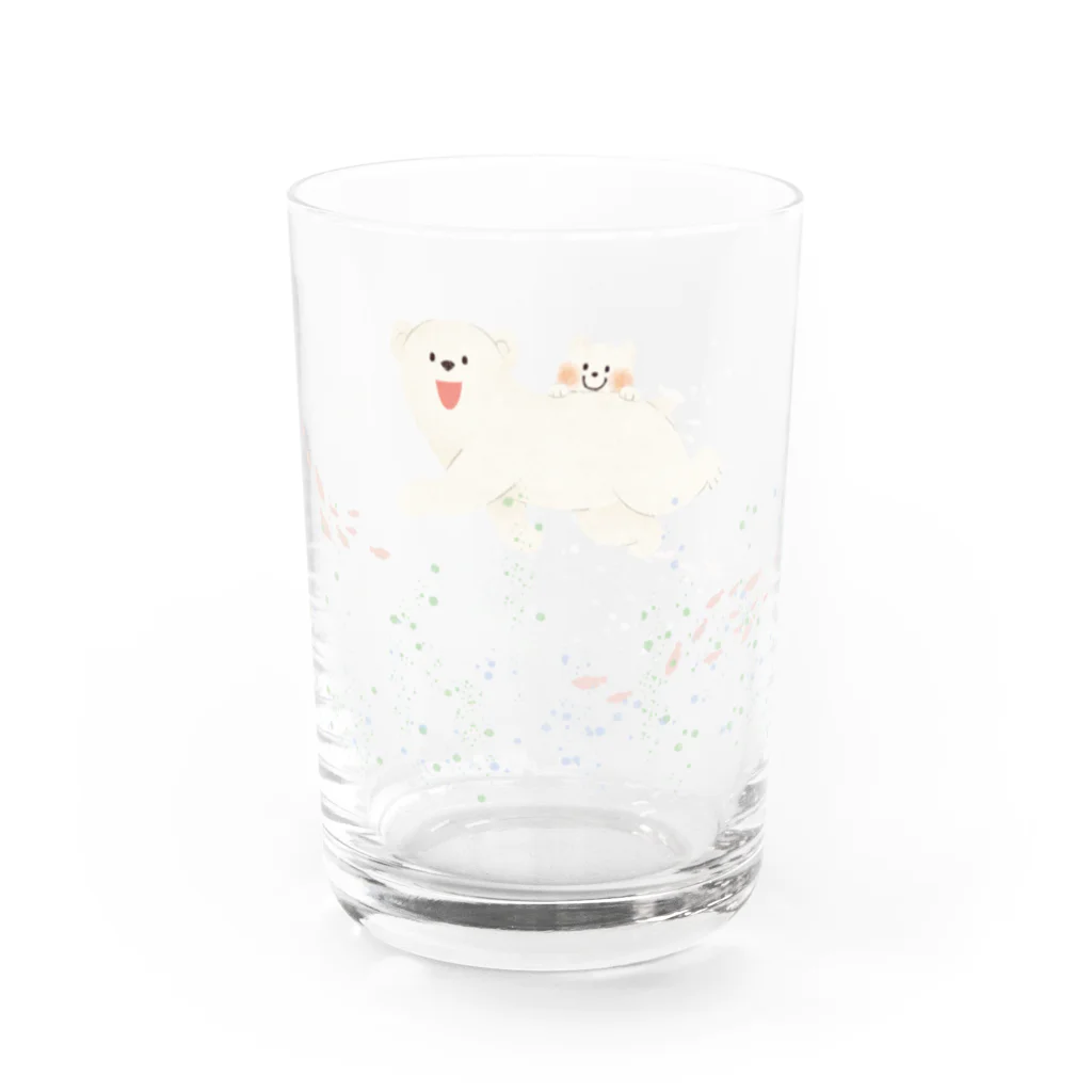 SakihoKurazumiIlustrationのおよぐしろくまおやこ Water Glass :front