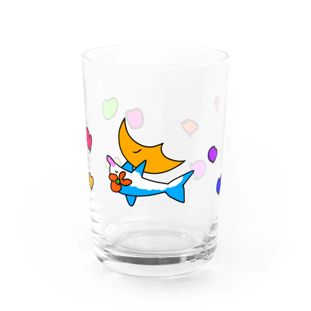 タカのお月さまとプカプカ、イルカちゃん Water Glass :front