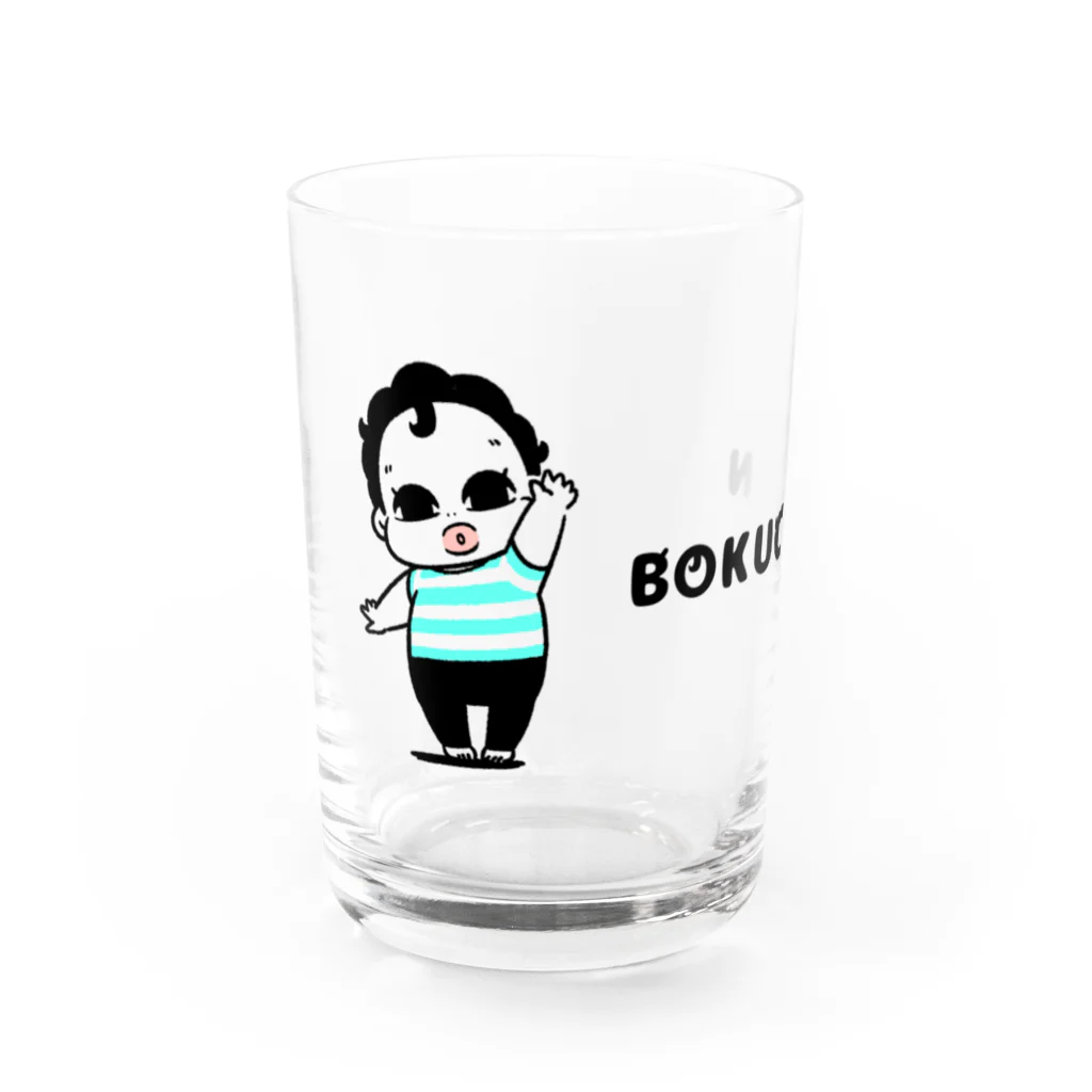 BOKUPOTE_Shopのはーいぼくちんロゴ入り Water Glass :front