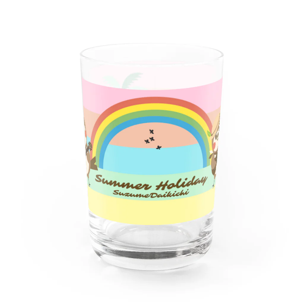 “すずめのおみせ” SUZURI店のだいきち（サマホリ）グラス Water Glass :front