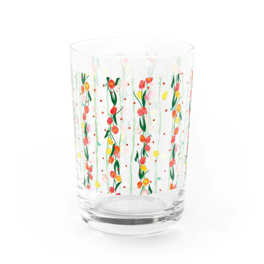 ルルエチュードのてんてんチューリップ（レッド） Water Glass :front