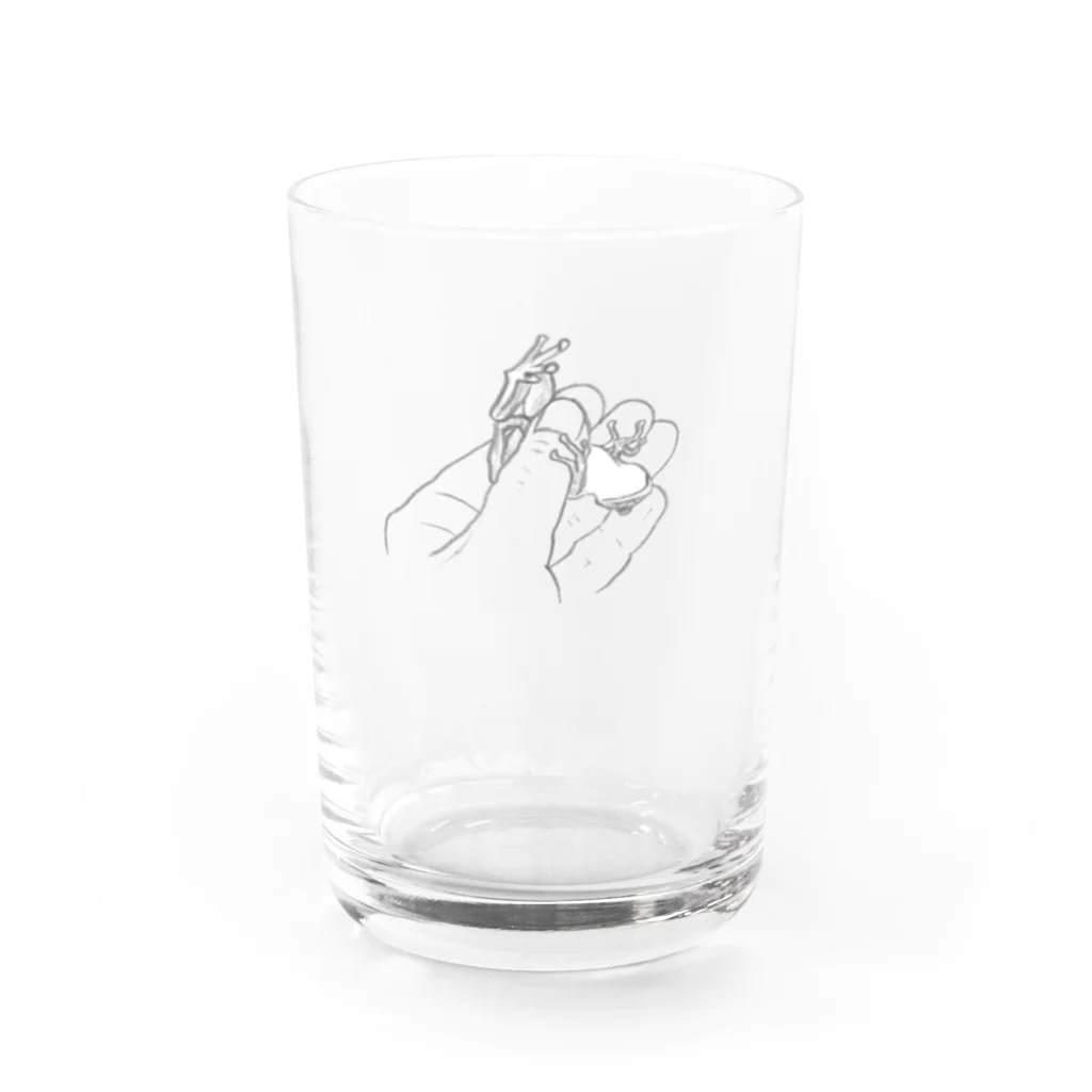 西表かえる連合公民館のa kaeru in the hand シロアゴガエル （グラス用） Water Glass :front