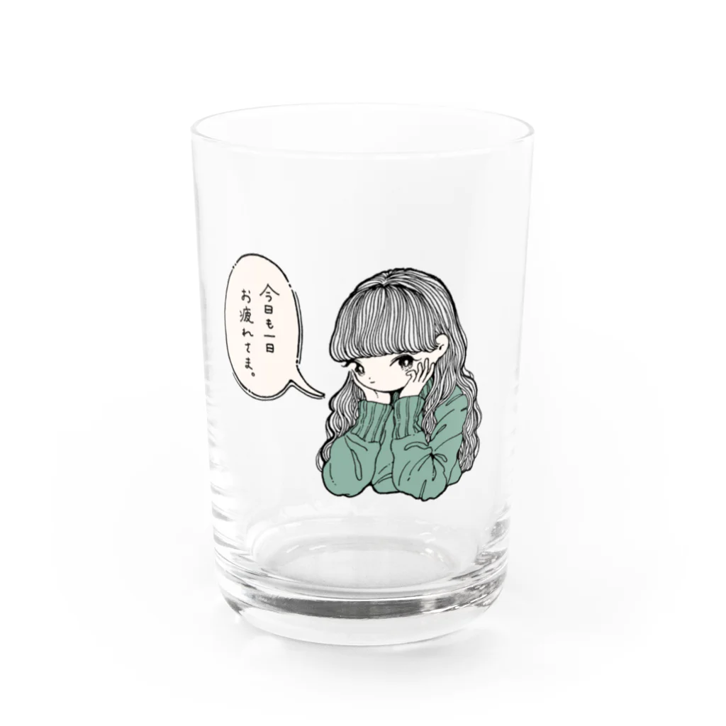 ぽついのねぎらいちゃんグラス Water Glass :front