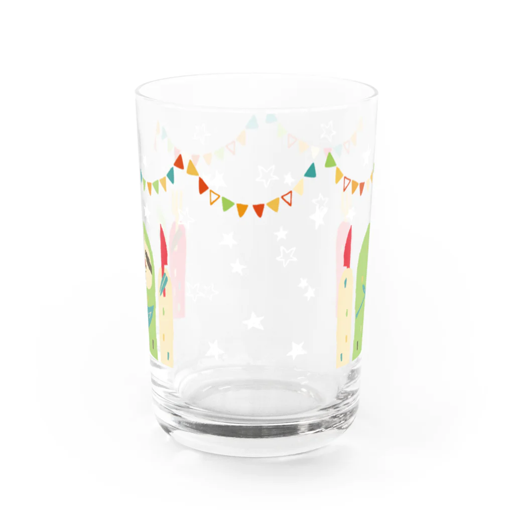 タバタ画房のなまけもの in the party（カラフル） Water Glass :front