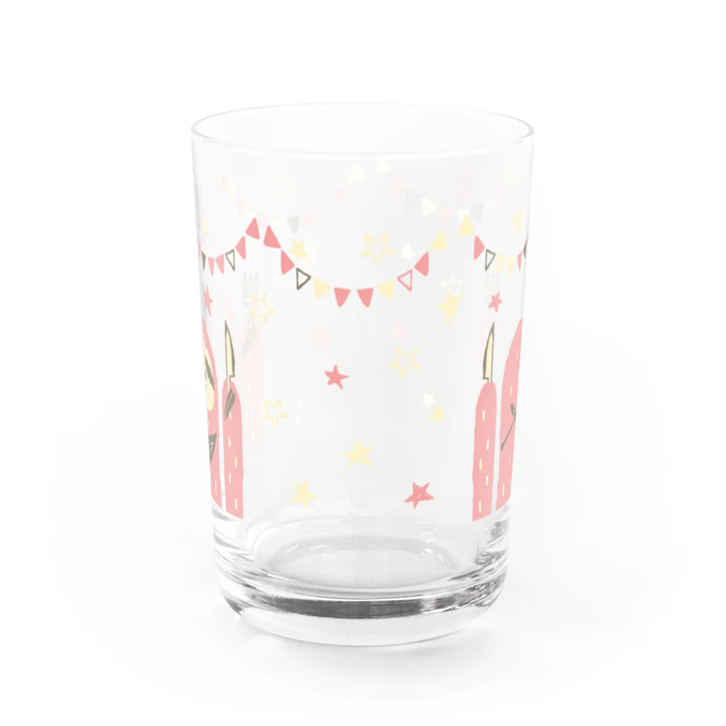 タバタ画房のなまけもの in the party（ピンク） Water Glass :front