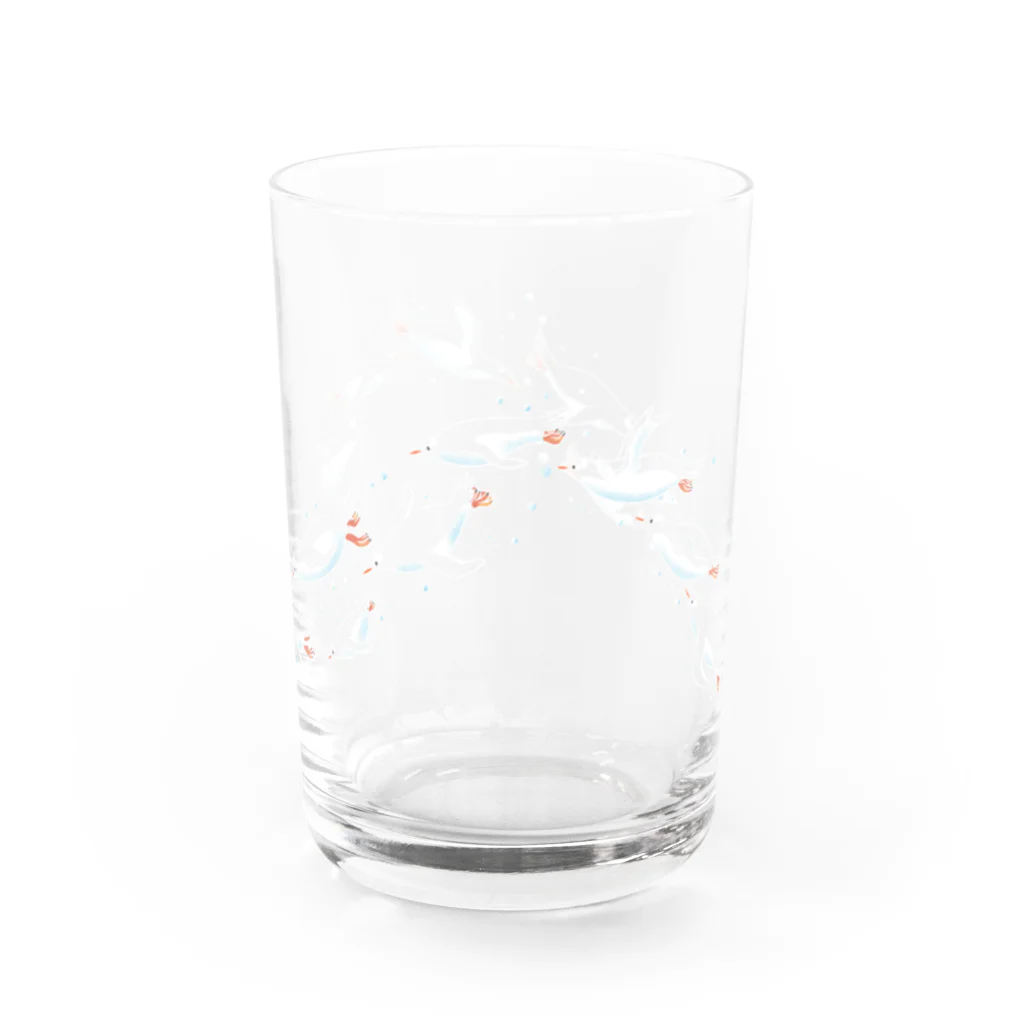 ハルノキ工房のグラスを泳ぐペンギン（ドリンク色） グラス前面