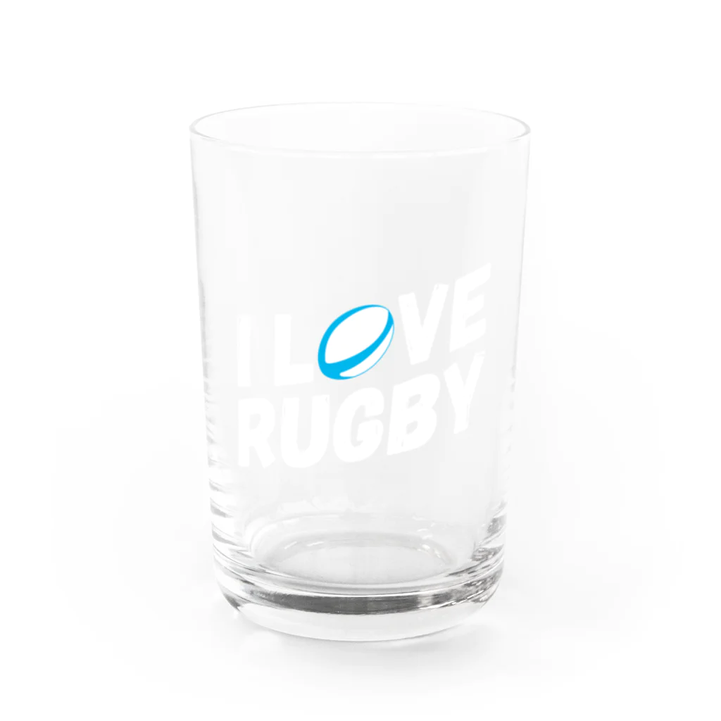 gemgemshopのI LOVE RUGBY (白字) Water Glass :front