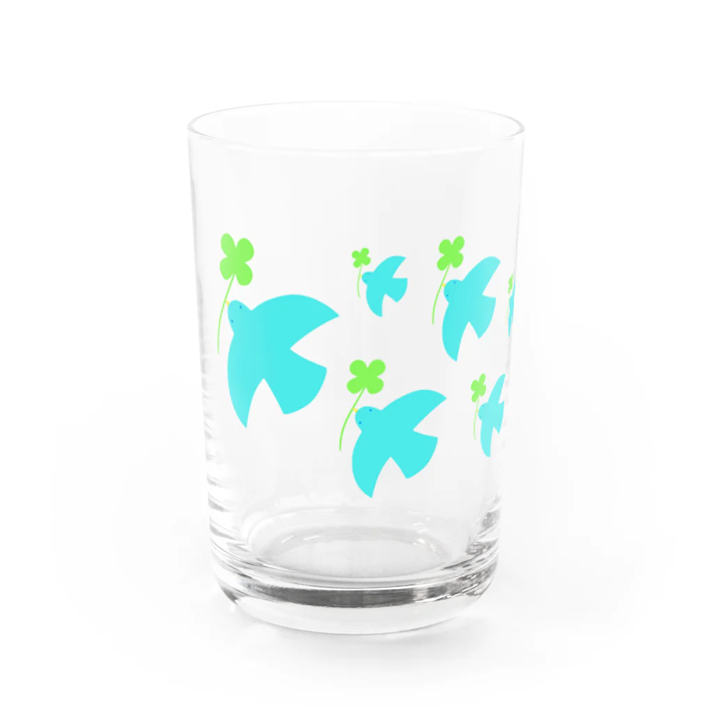 AROMA☆LOVELYのクローバーを運ぶ鳥 Water Glass :front