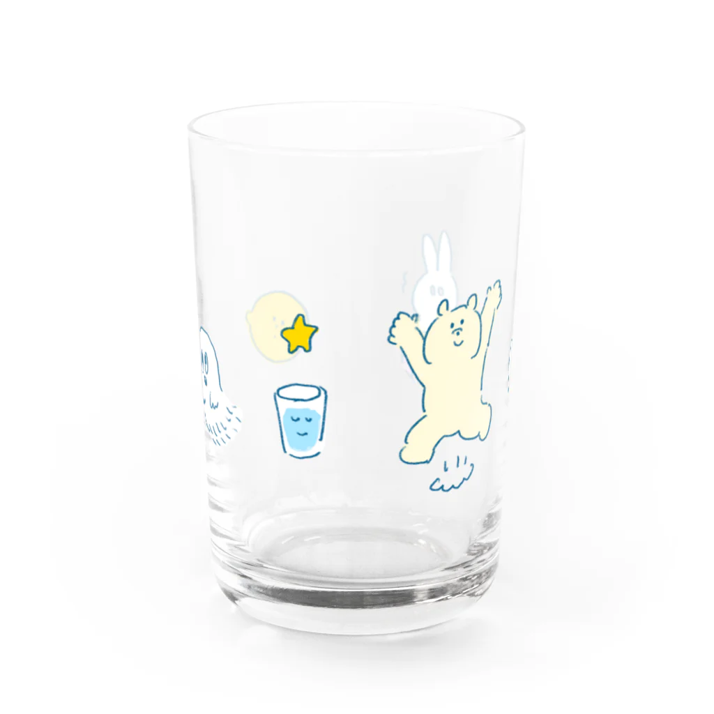 sasakinanaのくまと歯とうさぎとレモンとおばけ Water Glass :front