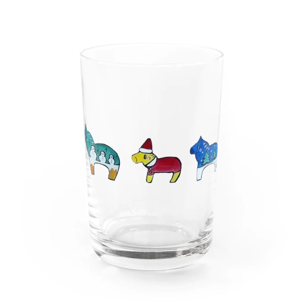 ぷいこのおみせのクリスマス★ダーナラホース Water Glass :front