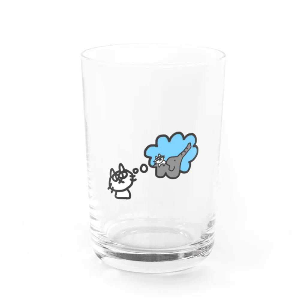 nycの象に乗るねこぐらす Water Glass :front