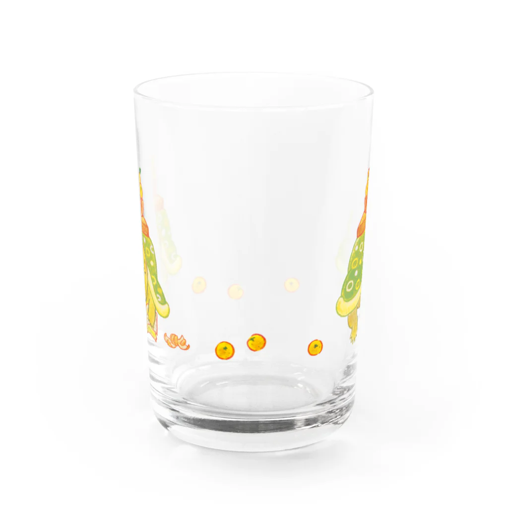 めろんぽっぷのお店だよのこたつカメのこたろー　緑　コロコロみかん Water Glass :front