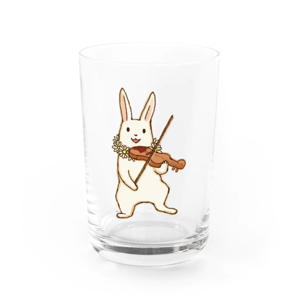 イケガメ シノのバイオリンうさぎ Water Glass :front