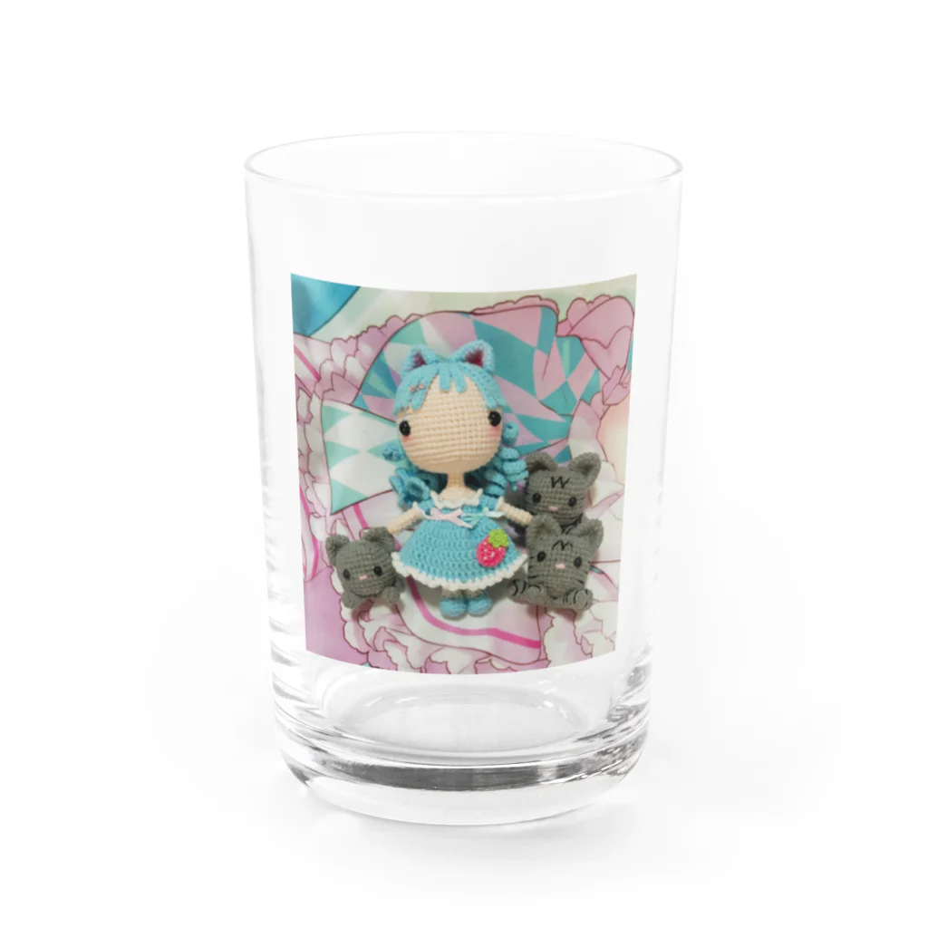 miku'ꜱGallery星猫のあみぐるみラゼルと3匹の猫 グラス前面