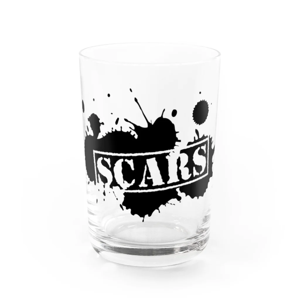 SCARSのペイントロゴ（ブラック） Water Glass :front