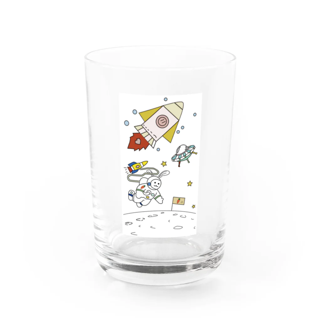 kumamotoの宇宙ウサギ Water Glass :front