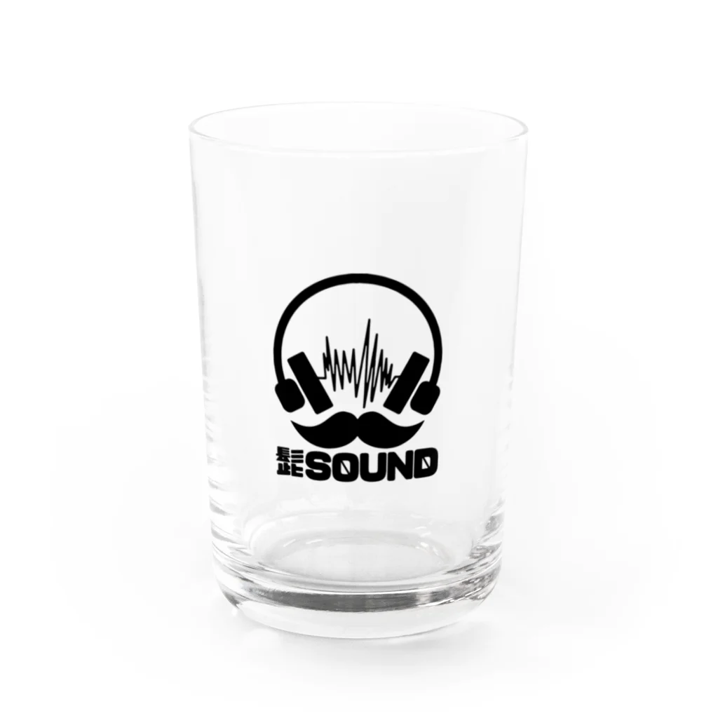 HIGESOUNDの髭サウンドロゴ 黒 Water Glass :front