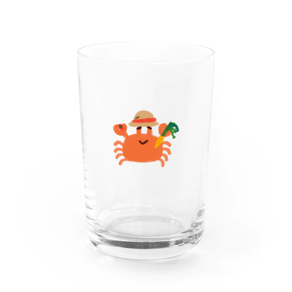 カニパニーのトマトとニンジンを収穫したカニ Water Glass :front