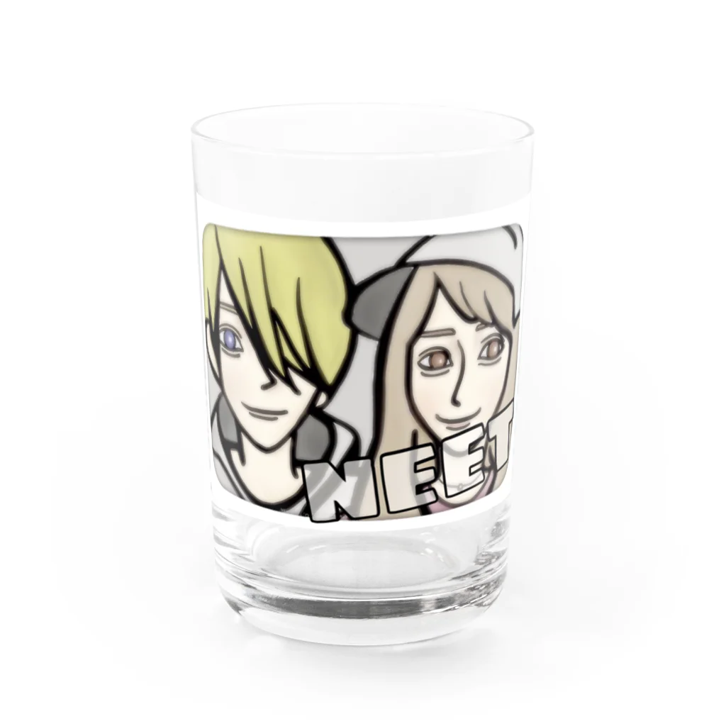 無職組合のゴミ屋さんのグレーなNEETグッズ Water Glass :front