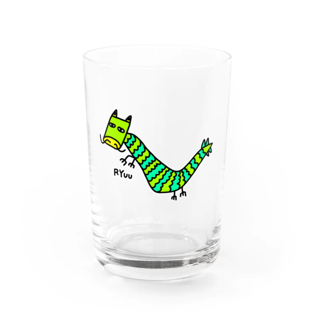 麦畑の龍G(下手な絵) Water Glass :front