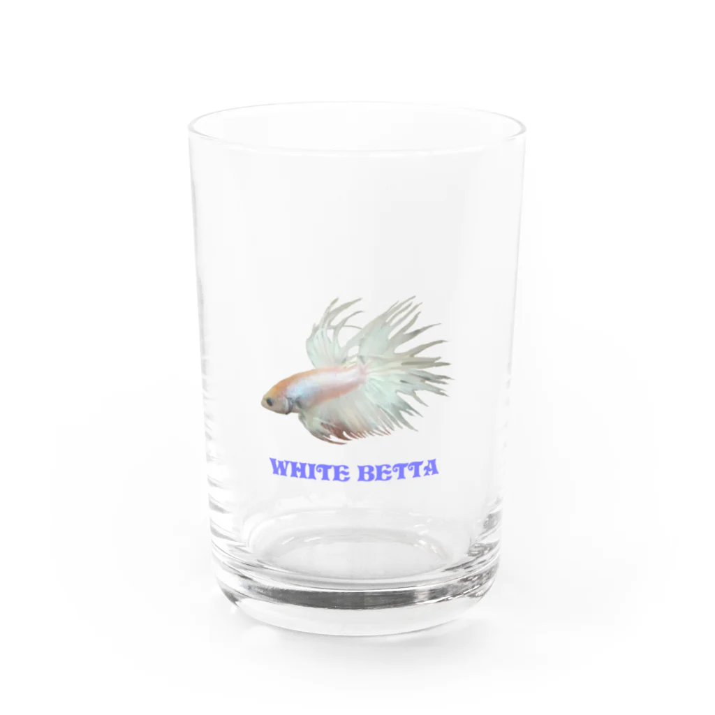 プルーミィグッズのホワイトベタ Water Glass :front