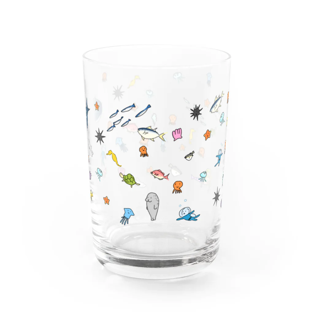 いろんな描いた絵のやつのギョッ！ウオーグラス Water Glass :front