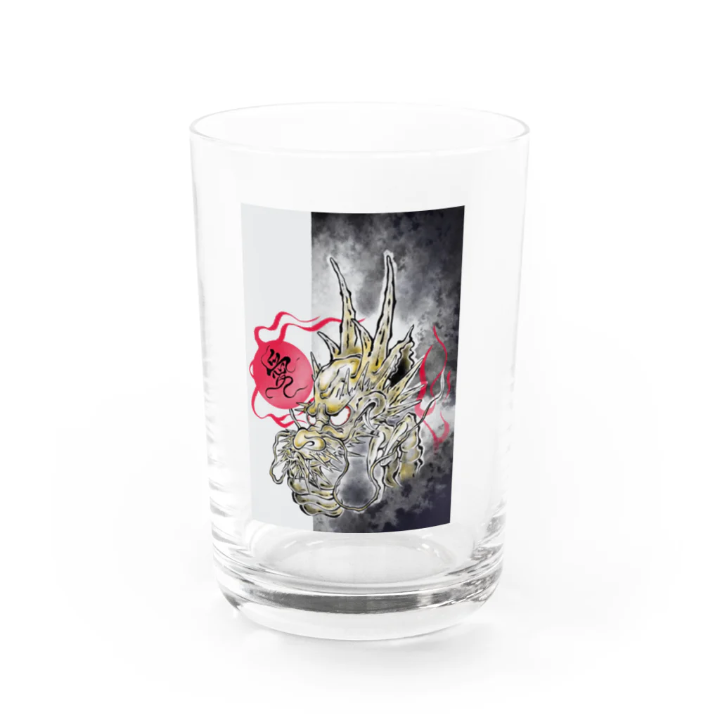 鳥海堂の水墨画風　龍 Water Glass :front