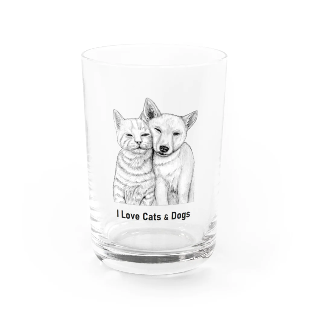 I love cats&dogs　のI Love Cats&Dogs Water Glass :front
