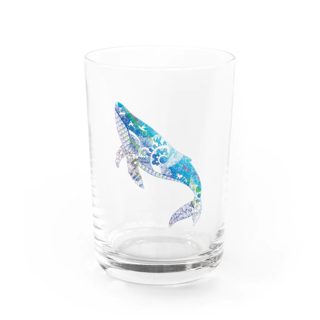 切り絵作家カジタミキのクジラの切り絵グラス Water Glass :front