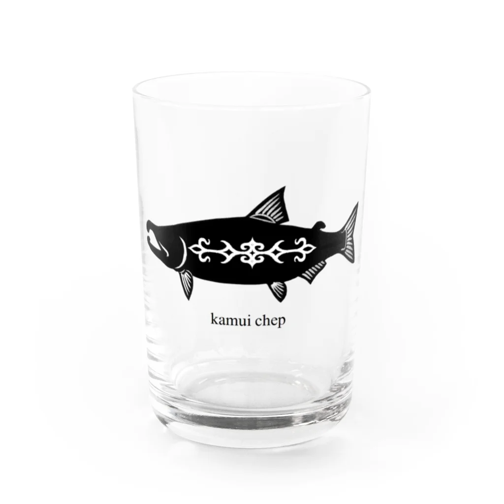 𓃠𝕊ℍ𝕚ℙℙ𝕆の鮭   アイヌ模様 Water Glass :front