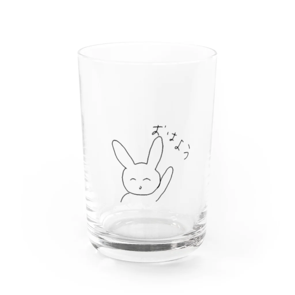 あまいたまごやきの手書きゆるうさぎ（おはよう） Water Glass :front