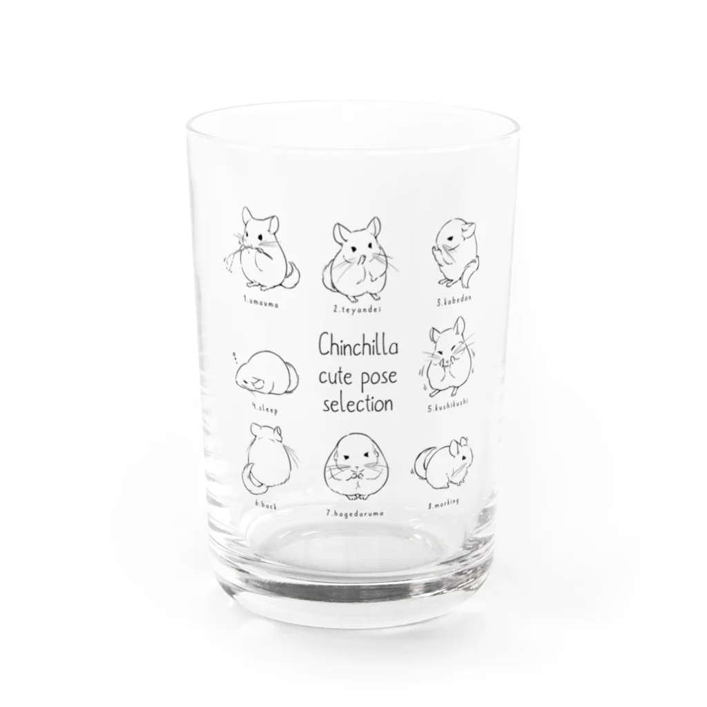 chouchouのChinchilla cute pose selection(KURO) Water Glass :front